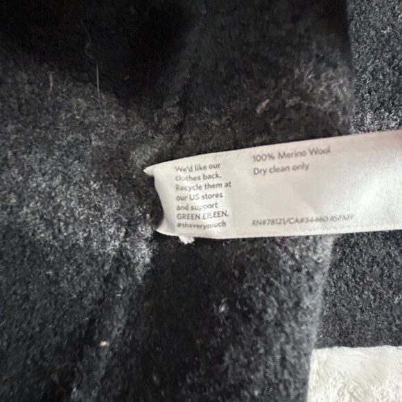 Eileen Fisher Womens Merino Wool Cardigan Small Black Striped 3/4 Sleeve Sweater - Picture 4 of 7